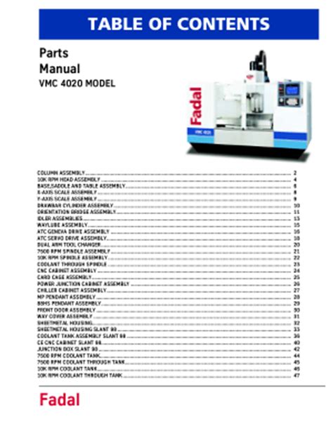 fadal vmc 4020 parts